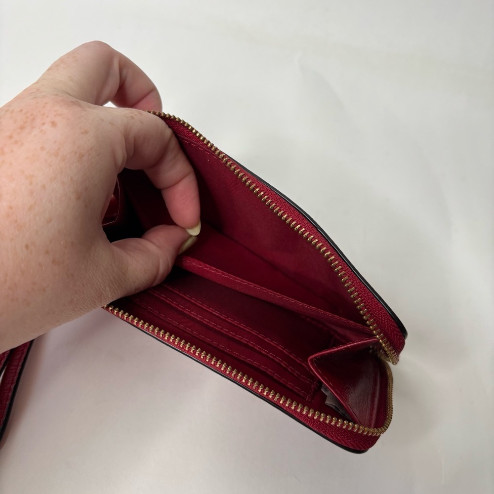 Coach Long Zip Around Wallet Women's Red - Picture 5 of 9